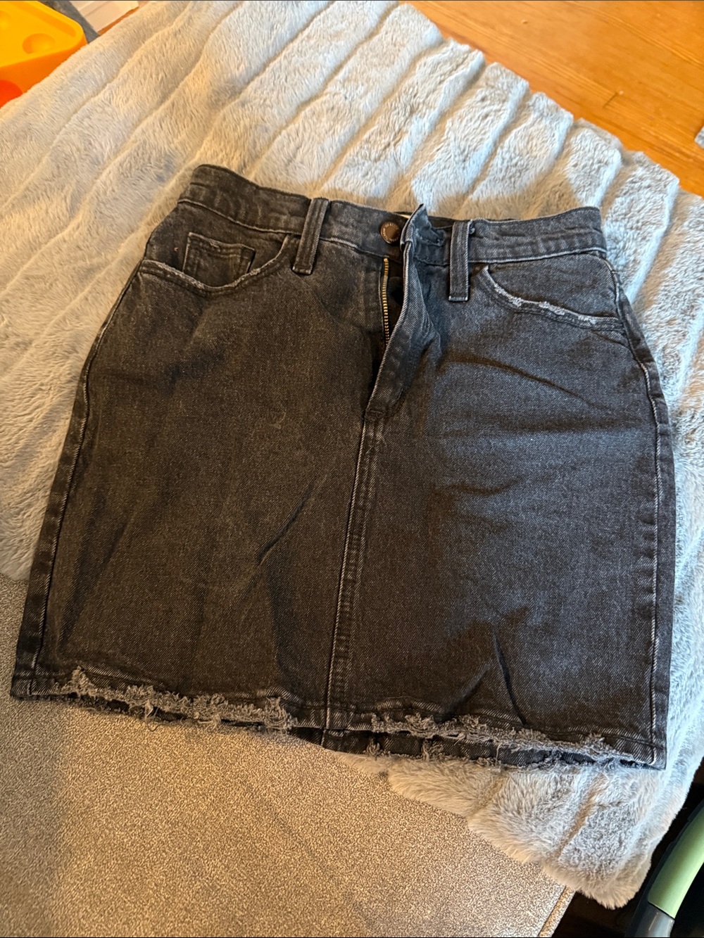 wild fable Black Washed Denim Mini Skirt